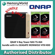 [QNAP Authorized Distributor] QNAP 4 BAY Tower NAS TS-464-8G.  Singapore Local 3 Years Warranty. TS-