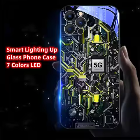 5G Circuit Board LED Light Glow Luminous Tempered Glass Phone Case For Huawei Mate 80 70 60 50 50E 4