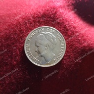 uang kuno koin perak Wilhelmina 1 gulden 1929