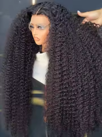 13X4X1 Transparent Lace Frontal Synthetic Wig Ponytail Kinky Curly Prepluck Bleached Knot Daily Heat