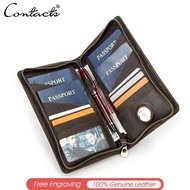 CONTACTS Genuine Leather Passport Wallet Vintage Clutch Bag fit 6.7 Inch Phone Travel Wallets Card H