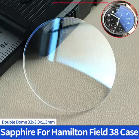 Sapphire For Hamilton Field 38 Case Double Dome 32x3.0x1.3mm Blue Clear AR Coating Crystal Watch Gla