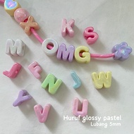 5mm Large Hole GLOSSY PASTEL Letter Beads, Mixed Colors, Fits 5mm paracord Rope