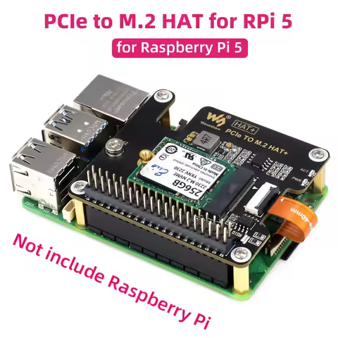 Raspberry Pi 5 PCIe to M.2 HAT NVME High Speed Expansion Board with 16P Cable GPIO Header Support Ac
