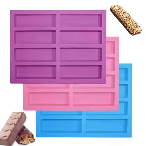 Silicone Molds for Chocolate-8 Cavity Rectangular Molds Suitable for Protein Bars,Energy Bar,Baking 