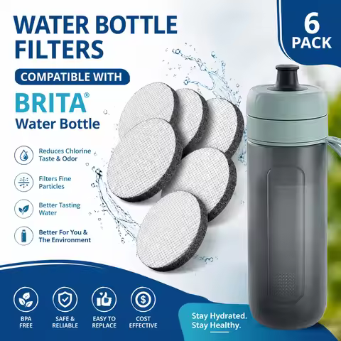 6pack MicroDisc for Brita Water Bottle, Filter Replacement Activated Carbon Disc for Brita Fill & Go
