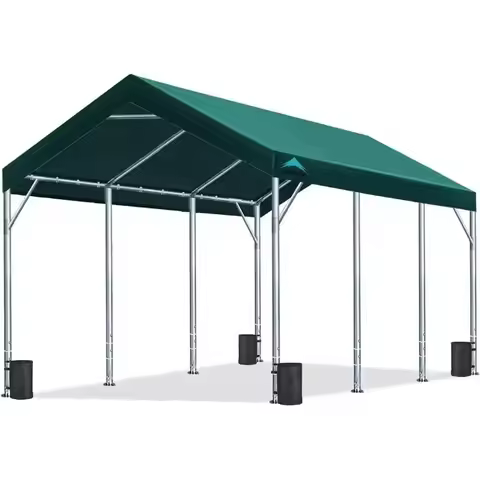 12x20 ft Canopy Garage Heavy Duty Carport Car Boat Shelter Party Tent, Adjustable Peak Height from 9