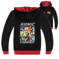 Sonic The Hedgehog เสื้อผ้าเด็ก Boy 'S สีดำ/ สีเทาฤดูใบไม้ผลิและฤดูใบไม้ร่วงผ้าฝ้าย + เสื้อโพลีเอสเตอร์สำหรับชาย15ปีหญิง3-16ปีแขนยาว Hooded Zipper เสื้อกันหนาว