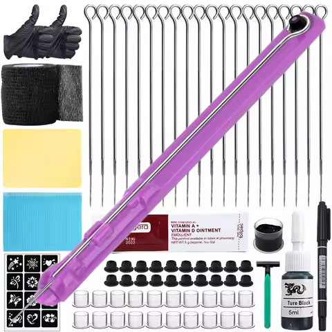 Tattoo Hand Poke Kit DIY Tattoo Ink Needles Pen Set for Body Art Hand Poke Stick Tattoo Beginners Pr