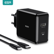 ESR Quick Charge 30W USB C Charger Type C PD USB Charger with Lightning Cable Fast Charger for iPhone iPad Huawei Samsung Xiaomi