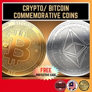 3mm Bitcoin BTC Gold Plated Token Miner Crypto Collection Collectible Coin Ethereum ETC Commemorativ