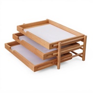 Desktop Organizer sturdy Walnut Wood 3-Drawer Document Storage Box Office and Home Surface Drawer Ca