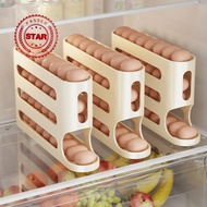 4 Tier Ladder Egg Carton Storage Refrigerator Side Egg Capacity Roller Organizer Automatic Door Q0