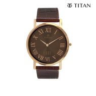 Titan Quartz Analog Brown Dial Leather Strap Watch for Men