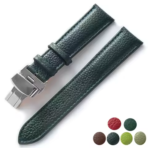 Leather watch with green soft cowhide men's and women's watch accessories substitute for Longines Ti