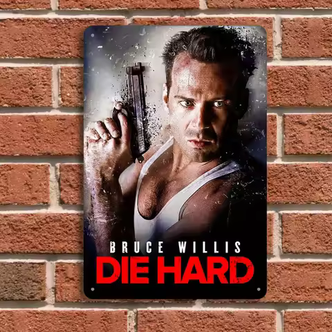 Bruce Willis Hardcore Cop Metal Movie Poster Sign: es, Thick Steel, Pre-Drilled, Waterproof, Weather