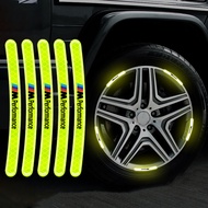 10pcs Car Wheel Hub Reflective Sticker Tire Rim Reflective Strips For BMW M E34 E36 E60 E90 E46 E39 E70 F10 F20 F30 X5 X6 M3 M5 M6
