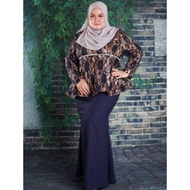 [READYSTOCK]❣✤OVERRSIZE Plus Size Zaiton Muslimah Peplum Lace Baju Kurung With Back Zip Como Crepe Fit XL(42/44) - 5XL(