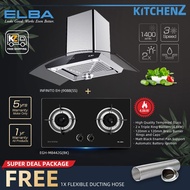 [FREE Shipping] Elba 8442 Cooker Hood/Hob Set+Glass Stove Hob Combo [Free Ducting]M8442G-BK