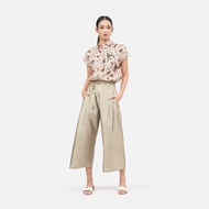 Sarung Cirebon Silk Side Slit Boxy Shirt - Beige