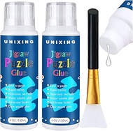 Unixing Clear Puzzle Glue with Sponge Head, 2 Bottle X 120ML, PVA Material, Liquid Form, Suitable fo