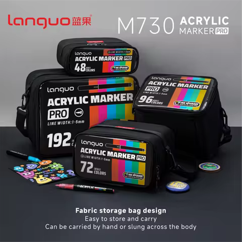 Languo 48-192pc Art Marker Set High-capacity Color Overlay Acrylic Marker Pens for Draw Sketching Gr