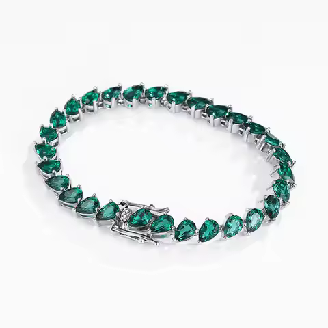 Luxury Solid Platinum PT950 Pear Bracelet Green Moissanite Diamond Bracelet Ins Fashion Women's Brac