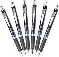 Pentel EnerGel Deluxe RTX Retractable Liquid Gel Pen, Fine Line, 0.5mm Needle Tip, Blue Barrel, Black Ink, Pack of 6