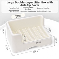 Large Rabbit Hay Stand Anti-Flip Waste Box Bowl Toilet Hay Catching Frame Pet Supplies Two-In-One Fo