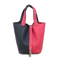 HERMES Picotin Lock PM Casaque 手提包 D Taurillon Clemence 海軍藍粉色 SHW 二手