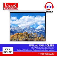 VOSCH Series 2 Manual Wall Projector Screen 6ft x 6ft (72 inch x 72 inch)