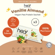 Heal Vanilla Almond Vegan Pea Protein Shake Plant Based Powder (3 Sachets) | High Protein, No Sugar,