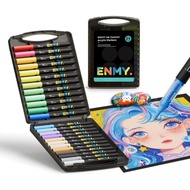 Direct from Japan ENMY 24-Color Set: Direct-Ink Acrylic Markers, Water-Based Brush Pens, and Art Mar