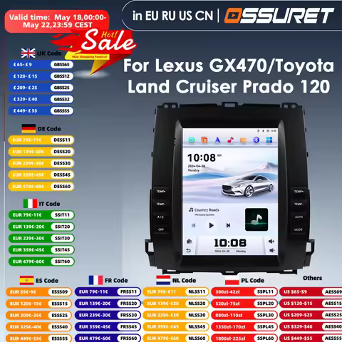 9.7 inch Wireless CarPlay Android Auto Car Radio for Toyota Land Cruiser Prado 120 2002-2009 Lexus G