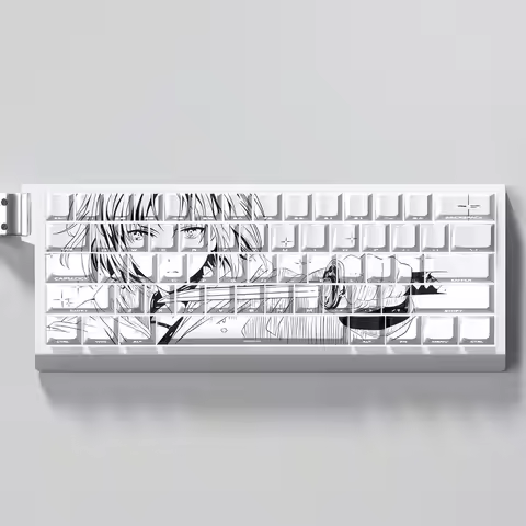 73 Keys Ryougi Shiki Keycaps Anime Key Cap Set Cherry PBT Engraved Side Light Transmission for Mecha