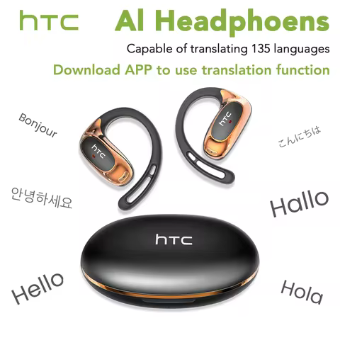 HTC NE35 Bluetooth V6.0 AI Translation Earphones OWS Sport Headphone Noise Reduction Calls Wireless 