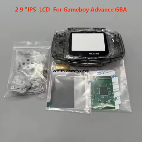 GBA IPS LCD no cut shell required easy to install 2.9 "IPS high brightness LCD and shell kit for Gam