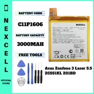 NEXCELL Bateri Serasi untuk Asus Zenfone 3 Laser 5.5 ZC551KL Z01BD Battery Batteri C11P1606 ( 3000mA