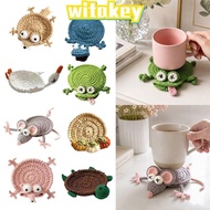WITAKEY Crochet Animal Coaster, Animal Shape Design Non-slip Base Knitted Drink Coaster, Soft Knitte