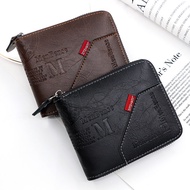 WT011 Men's short wallet coin bag large capacity multi-card position chain tri-fold zipper men's wallet