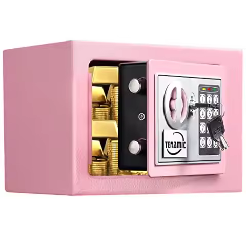 Safe Box 0.23 Cubic Feet Electronic Digital Security Box, Keypad Lock Box Cabinet Safes, Solid Alloy
