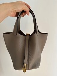 Hermes Picotin 18瀝青灰+金扣