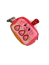 韓國迷你毛絨草莓蛋糕包,可愛耳機盒,小巧錢包拉鍊盤袋兒童刺繡卡套鑰匙鏈女士錢包