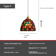 Mediterranean Mosaic Pendant Light Creative Handmade Colorful Shell Light Brass LED Hanging Light fo