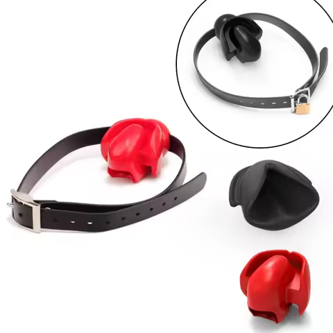 Silicone Splash Ball Headgear Mouth Plugs Erotic Fixed Tongue Gag Ball BDSM Couple Flirting Escape-p