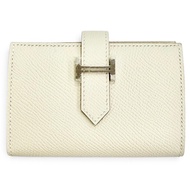 全新未使用 △HERMES Bearn Mini Veau Epsom Craie 銀色五金零錢包/雙折錢包，帶印章，法國製造，女士款，帶包裝盒
