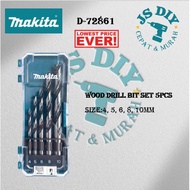 MAKITA Accessories D-72861 Wood Drill Bit Set 5 Pcs Set Straight Shank ( 4mm -10mm ) 【Ready Stock】【Drill Bit】