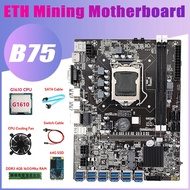 B75 ETH Mining Motherboard 12XPCIE to USB+G1610 CPU+DDR3 4GB RAM+64G SSD+Fan+SATA Cable+Switch Cable