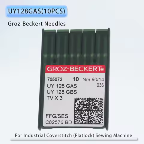 10 PCS UY128GAS Groz-Beckert Needles For Industrial Coverstitch (Flatlock) Sewing Machine Accessorie