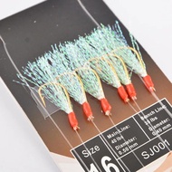 6Pcs/pack Single Hook Iron Plate Long-distance Bait Bright Ribbon Barbed Fishing String Hook